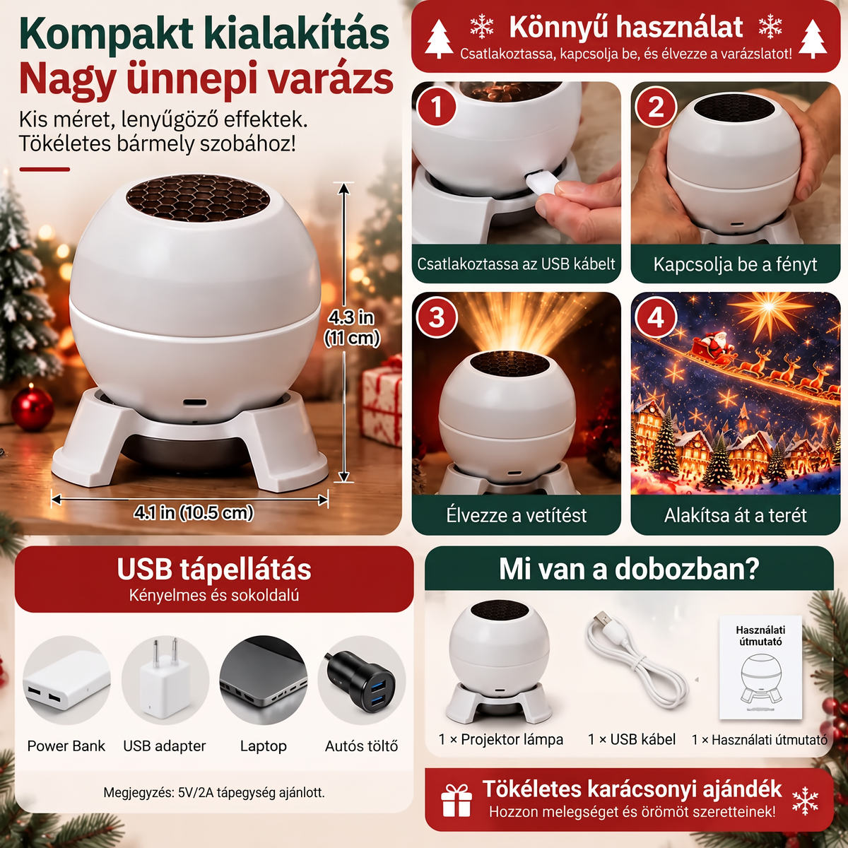 🎉🤶🏻SCNDR® Prémium Karácsonyi Fényprojektor – Ünnepi Kollekció 🎄