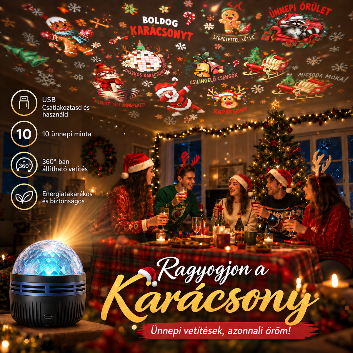 Hivatalos áruház | 🎁🎄🦖 SCNDR® 360° okos holografikus csillagos égbolt projektor (HD Smart Dynamic 5D)